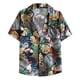 thumbnail image 1 of Camisas Para Hombre Manga Larga Regular Fit Casual Hombres Solapa Estampado Contraste Color Manga corta Puño Botón Estilo puerto Camisa floral Playa de Top de verano hawaiano (Black, XXL), 1 of 7