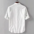 thumbnail image 3 of Camisa Cuello Mao Lino Hombre 3/4 Larga Manga, Con Botones, 3 of 5