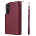 thumbnail image 3 of Feishell for Samsung Galaxy S22 Plus (6.6 inch) Wallet Case for Women Men,Premium PU Leather Magnetic Clasp Zipper 9 Card Slots Folio Flip Holder Shockproof Purse Phone Case with Wrist Strap,Winered, 3 of 8