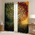 thumbnail image 2 of Homewish Retro Nature Tree Blackout Curtains Set of 2 (52x84 Each),Vintage Botanical Curtain,Green Orange, 2 of 6
