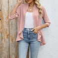 thumbnail image 7 of Oplxuo Womens Eyelets Shrugs Tops Casual Solid 3/4 Sleeve Bolero Elegant Crop Cardigan Coverup Shirts Blouse, 7 of 7