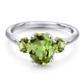 thumbnail image 3 of Gem Stone King 925 Sterling Silver Green Peridot Engagement Ring for Women | 2.70 Cttw | Oval 9X7MM | Gemstone August Birthstone | Size 5, 3 of 6