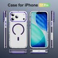 thumbnail image 6 of For iPhone 17 Pro Magnetic Phone Case,With Contractile Lens Ring Kickstand,Compatible with Mag-safe,Transparent Back,Ultra Slim Shockproof Anti-fall Protection Rugged Phone Case,Purple, 6 of 9