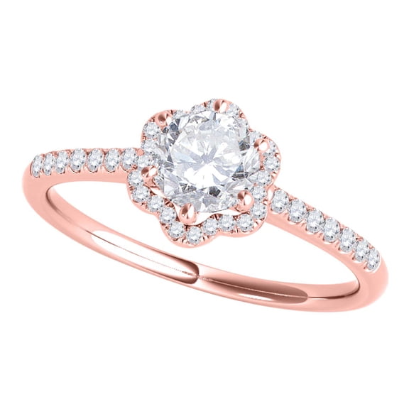 Mauli Jewels Engagement Rings for Women 0.52 Carat Wedding Engagement Diamond Ring Prong 10K Rose Gold
