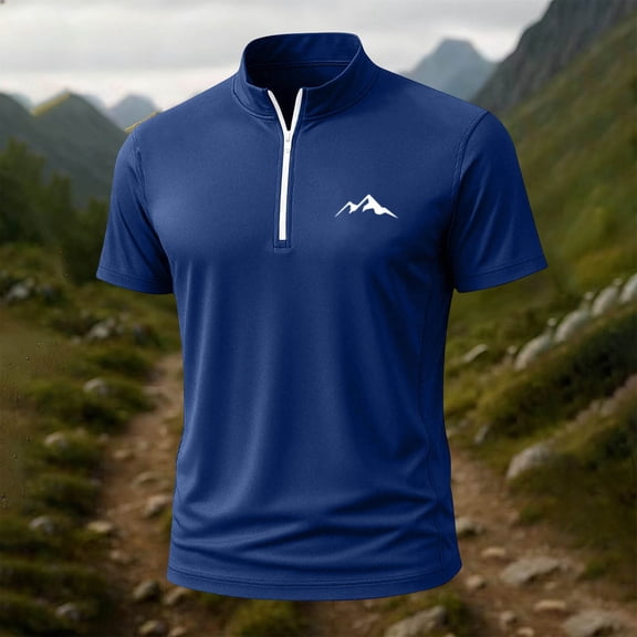 Blczomt Blue Mens Shirts Short Sleeve Oversized Summer Athletic Tees Quick Dry Big and Tall Mens Clothes