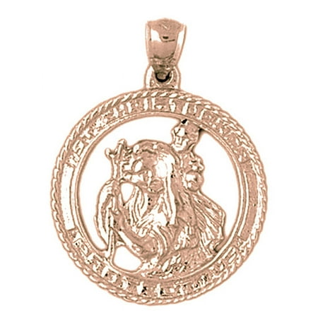 14K Rose Gold St. Christopher Pendant - 33 mm