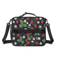 thumbnail image 2 of Strawberry and Blossom Blue Pattern Insulated Lunch Bag with Shoulder Strap and Bottle Holder,Bento School Lunch Bag Box,11x9.5x3.5 Inches, 2 of 5