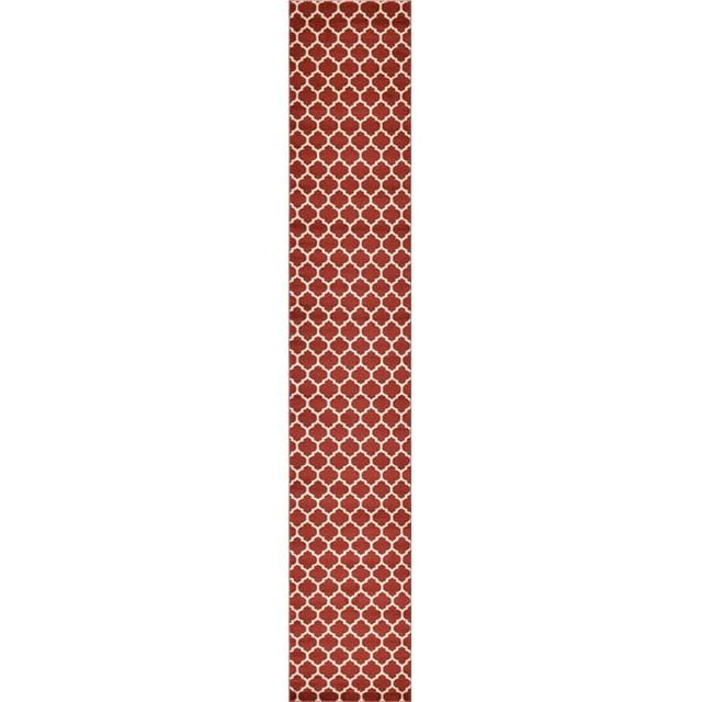 Unique Loom 3128592 2 ft. 7 in. x 16 ft. 5 in. Philadelphia Trellis Runner Rug, Red