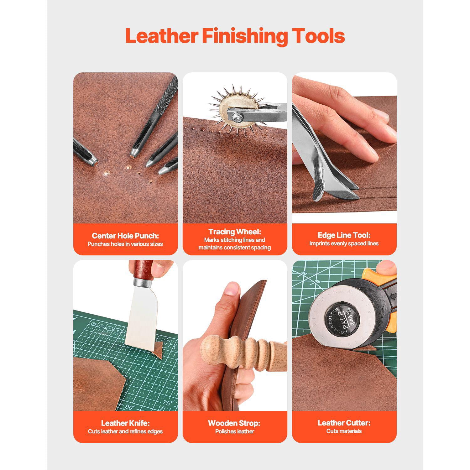 Leather Craft Tools Kit 61 PCS with Portable Canvas Bag for Engraving Punching Sewing Stamping Sanding Ideal for Beginners DIY Enthusiasts Professionals