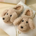 thumbnail image 4 of Zapatillas de algodón antideslizantes para interiores de invierno para mujer, pantuflas con forma de oso de peluche y perro, pantuflas suaves y esponjosas para el hogar, 4 of 6