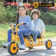 thumbnail image 3 of Children's Tandem Tricycle，Kids Tricycle for Riders Ages 3-5，Preschool Outdoor Play Equipment Tandem Bike，Metal Kids Tandem Trike with Passenger Seat，Daycare Toddler Tandem Trike, 3 of 6