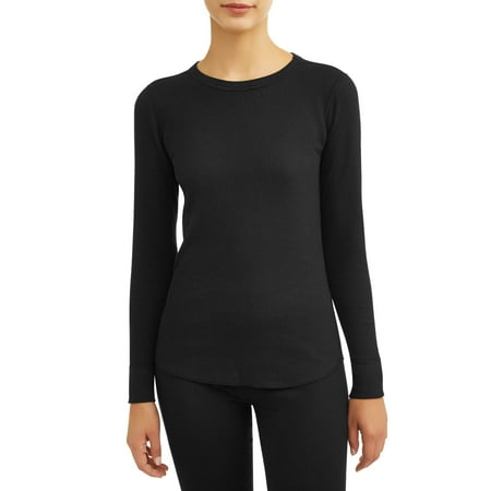 Waffle Knit Thermal Top - Hanes Women's X-Temp Thermal Waffle Crew Top with FreshIQ