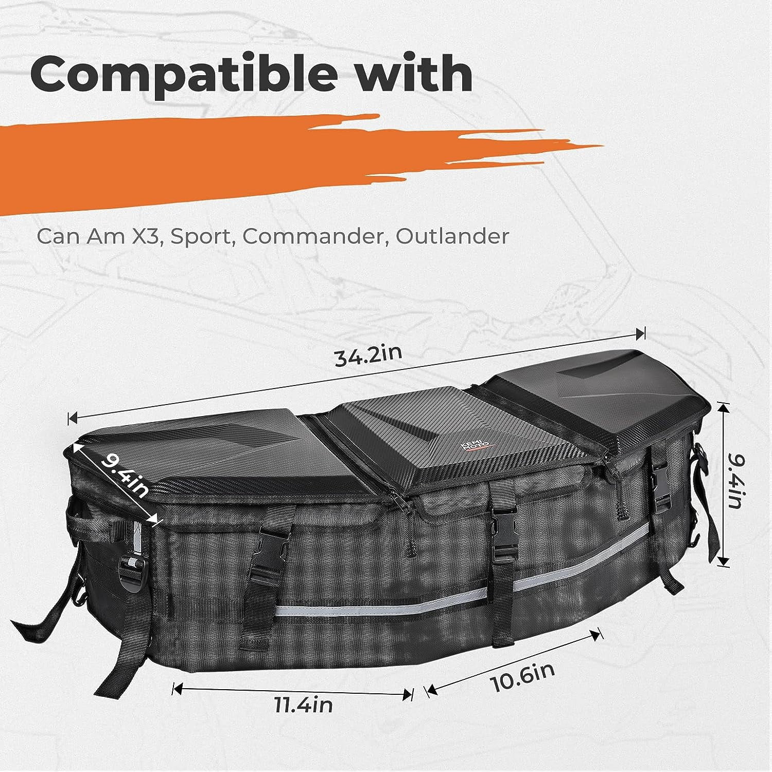 715002923 Kemimoto UTV Cargo Box Storage Bag w Cooler Compatible with Can-Am Maverick X3 Sport Commander Outlander 50L 13Gal