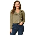 thumbnail image 1 of INSPIRE CHIC Women Short Soft Zip Up Faux Suede Biker Moto Jacket, 1 of 5
