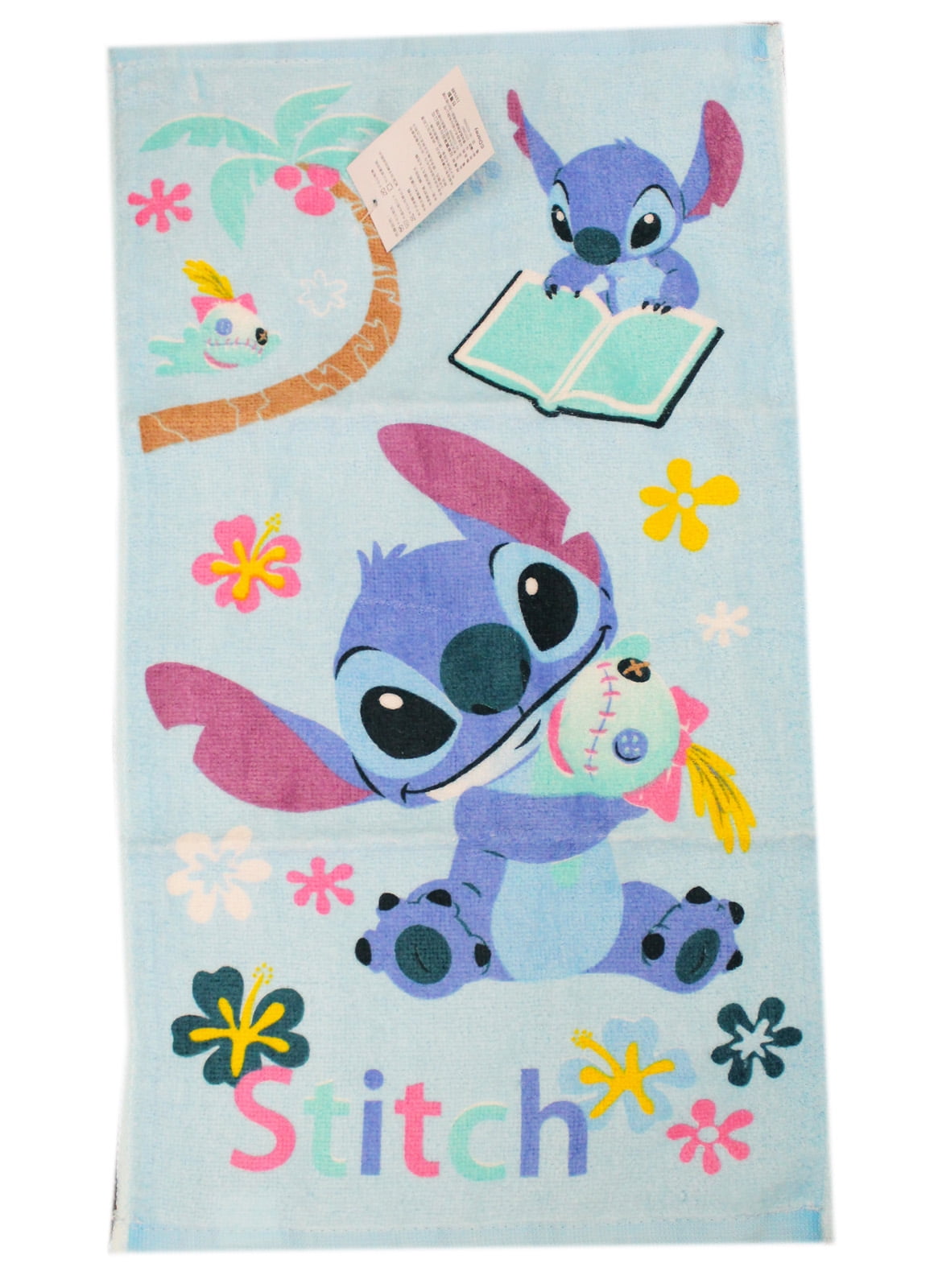 Disney's Stitch and Scrump Sky Blue Hand Towel With Floral Graphic