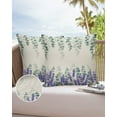 thumbnail image 6 of Pack of 2 Outdoor Pillow Covers, Farmhouse Eucalyptus Purple Hydrangea Plants Linen Waterproof Square Throw Pillowcase Cushion Decorative Pillow Covers for Couch Patio Tent, 20x20 in, 6 of 6