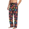 thumbnail image 4 of Men's Pajama Pants with Pockets Sleepwear Lounge Pants Stretch Casual Rainbow Animal Paw Print Black, 4 of 6