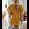 thumbnail image 4 of Blusas de Mujer con Cuello en V y Mangas Mariposa, Elegantes, Informales, Holgadas, de Lunares Suizos y Corta con Volantes. Amarillo L, 4 of 8