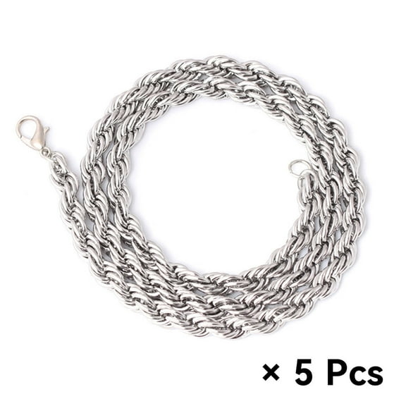DESIGNICE 5Pcs Box Chain Necklace spiral Chain Jewelry Long Design Silver Necklace for Women 20in