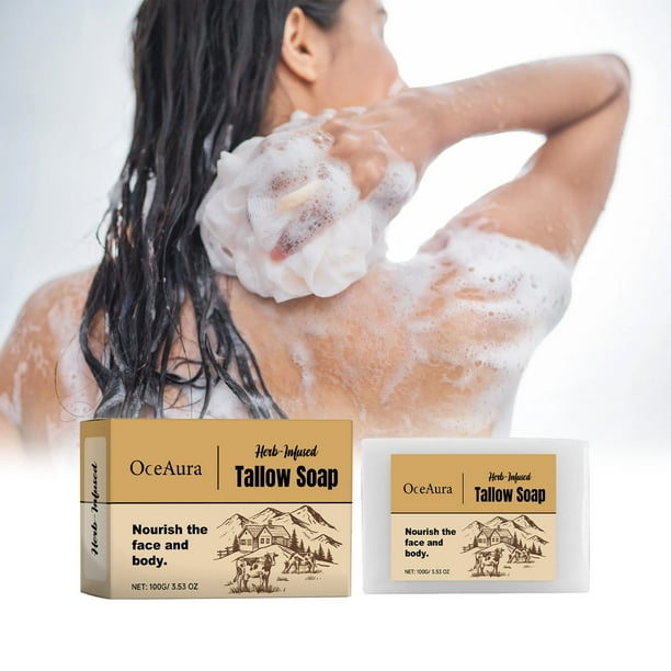 Jabón de Bálsamo de Sebo Artesanal | Jabón Natural Limpiador para Rostro y Espalda | Hidratante y con Control de Grasa | 100 G