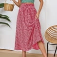 thumbnail image 2 of oqasdz Floral Prints Midi Skirt Boho Flowy Elastic High Waist A Line Skirt Bow Linen Flared Summer Beach Long Skirts for Women with Pockets, 2 of 6