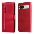 thumbnail image 2 of SaniMore Case for Google Pixel 7A 6.1" 2023, Zipper Wallet Pocket Caed Slots Retro PU Leather Shockproof Drop-proof Flip Kickstand All-around Protective Shell For Google Pixel 7A, Red, 2 of 12