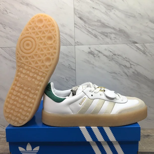 Adi-das Originals Sambae Leather Sneakers 'Off White Green' IF7162 Womens Size 10