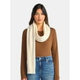 thumbnail image 3 of Time and Tru Women's Ivory Knit Scarf with Ribbed Ends and Solid Pattern, 3 of 4