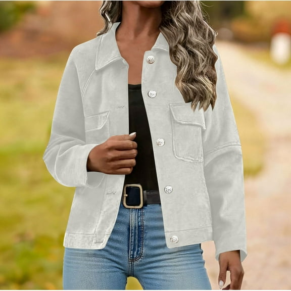 Sakmal Barn Jackets for Women Suede White Coat Outerwear Women Jackets Fall XXL