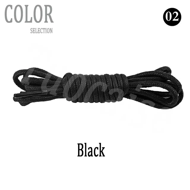 Lacets Ronds Solides en Coton Ciré Lacets en Polyester Durables Lacets de Chaussures Oxford Lacets de Bottes Lacets en Cuir Imperméables 11 Couleurs 2 Noirs 150 cm