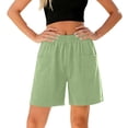 thumbnail image 5 of ITSAME Womens Cotton Shorts Straight Leg Elastic Waist Summer Loose Casual Shorts with Pockets Mint Green Size 2XL, 5 of 7
