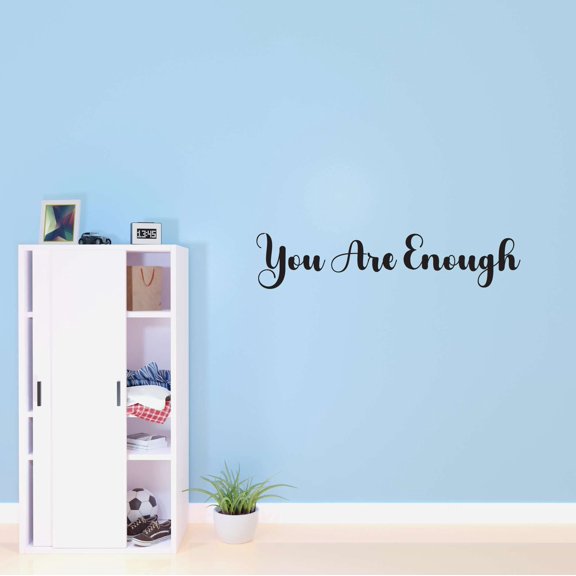 Girls You are enough Inspirational Quotes & Sayings Wall Decal Decoration Motivational Inspiring Never Give Up Quote Art Lasts Years and Easily Removable - Size: 20 In(W) x 4 In(H)
