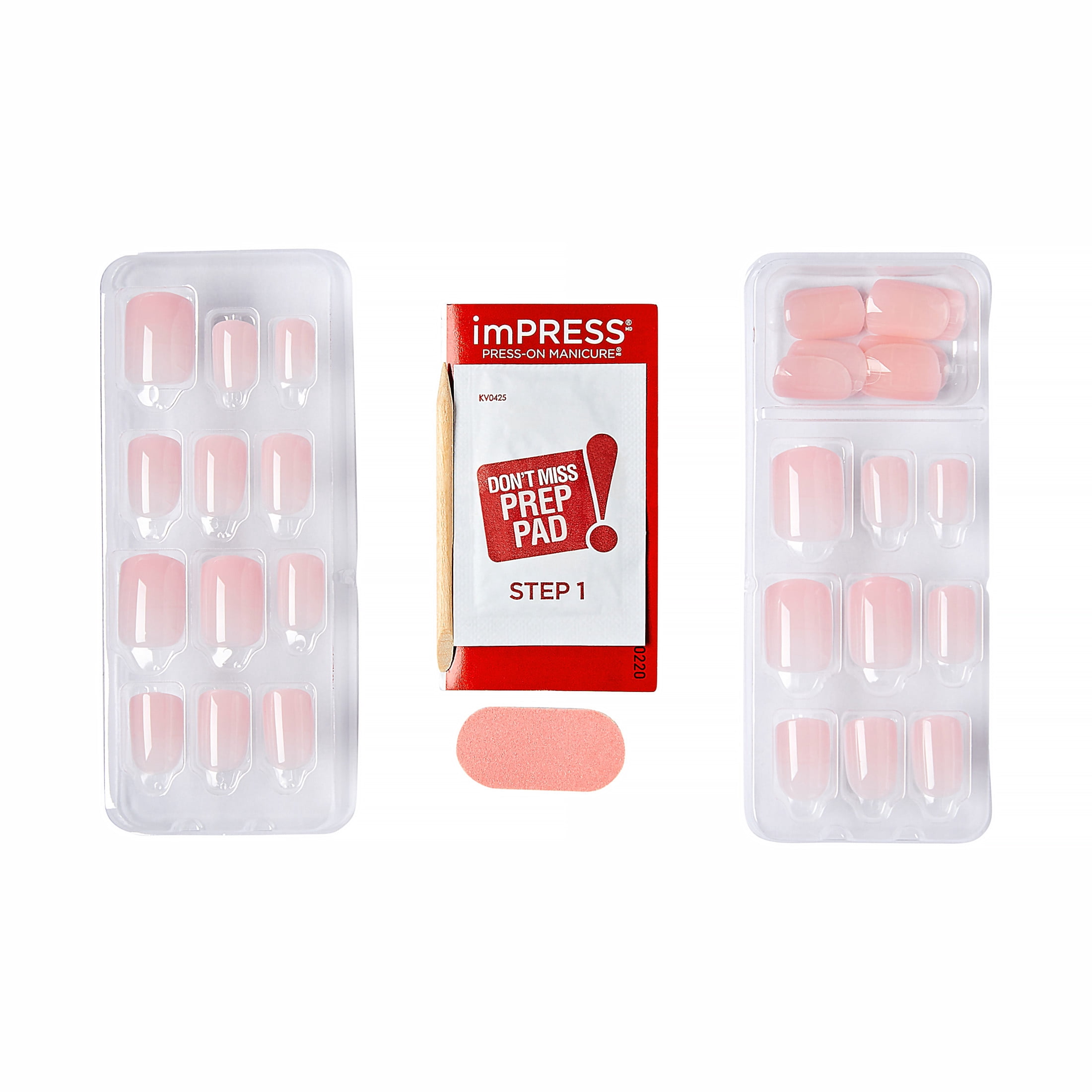 Impress Bare But Better Press On Nails, Soft Serve, Pink, Short Squoval, 30 Ct.