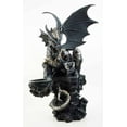 thumbnail image 2 of Large Evil Armored Dragon On Pedestal Tea Light Holder Statue Figurine, 2 of 7