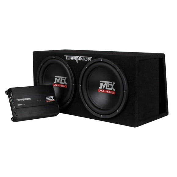 MTX TNP212DV Caja de subwoofer de doble carga de 12 pulgadas y 2000 vatios con amplificador