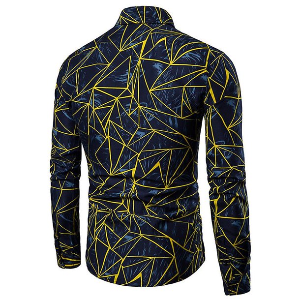 Camisas informales de manga larga estampadas para hombre, camiseta con botones, camisetas ajustadas