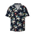 thumbnail image 4 of Salouo Cartoon Sharks Pattern Cuban Collar Shirts for Men Button-Down Shirt Men's Short Sleeve Shirts Hawaiian Shirts Casual Shirts -X-Large, 4 of 6