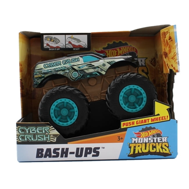 Hot Wheels Monster Trucks 1 43 Scale Bash Ups Cyber Crush Walmart Com