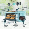 thumbnail image 4 of Nostalgia 3-in-1 Retro Breakfast Station - Includes 5 Cup Coffee Maker, Non-Stick Ceramic Griddle, and 4-Slice Toaster Oven - Built-In Timer, Reusable Coffee Filter, Space-Saving Design - Aqua, 4 of 9