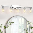 thumbnail image 2 of Aoile Bathroom Vanity Light, 5-Light Farmhouse Wall Sconce with Hammered Glass Shade E26 Socket for Hallway Kitchen Bedroom Living Room, 2 of 6