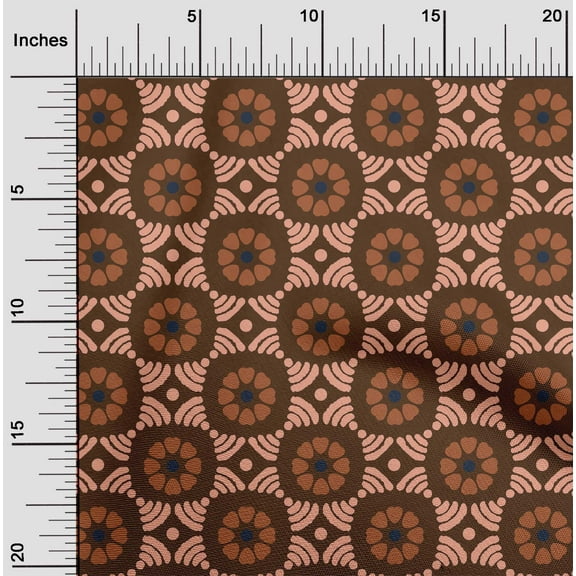 oneOone Cotton Jersey Brown Fabric Floral Block Dress Material Fabric Print Fabric By The Yard 58 Inch Wide