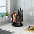 thumbnail image 3 of Kitchen Rack Knife Holder Multi-Function Chopsticks Cylinder Black Steel 360-Degree Cutting Board Storage, 3 of 15