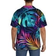 thumbnail image 3 of Gukieu Colorful Tropical Leaves Print Men's Short-sleeved Shirts, Button-down Pocket Shirts, T-shirts, Beach Vacation Travel Summer Clothing-3X-Large, 3 of 5