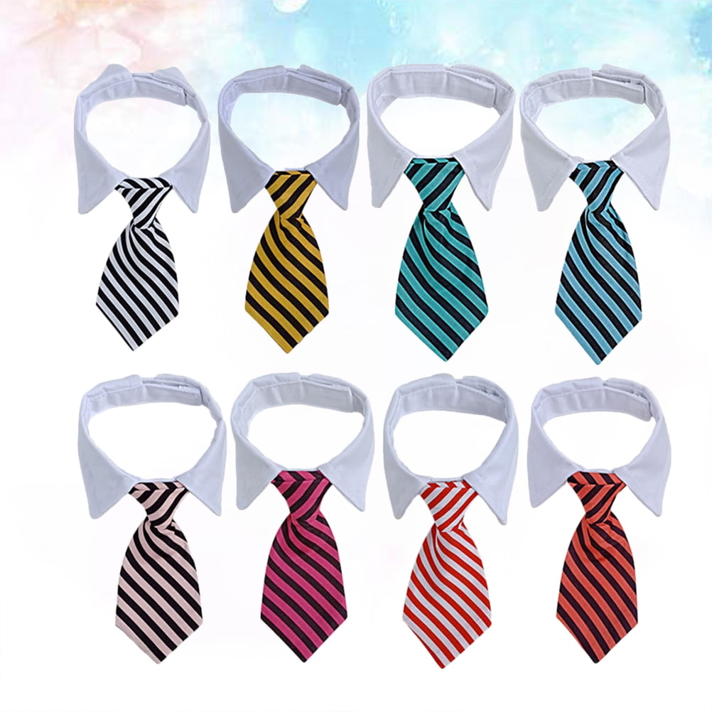 CRILSTYLEO 8-Piece Adjustable Pet Necktie and Collar Set with Self-Adhesive Tape for Formal Occasions and Special Events