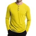 thumbnail image 5 of Inglocry Henley Long Sleeve Shirts for Men, Regular-Fit Solid Color Basic Button Down Shirts Soft Basic Tops Yellow 2XL, 5 of 5