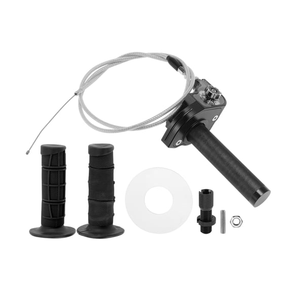 Unique Bargains 22mm Throttle Grip 1 x 120cm White Throttle Cable 1 x Checkered Black Grip Cover Screw Accessories 4 x Cable Ties Aluminum Alloy Rubber Motorcycle