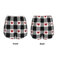 thumbnail image 5 of Xecao's Heart Black Buffalo Plaid Gingham for a double-layer running short for women, perfect for gym, tennis, and more, featuring a convenient pocket., 5 of 9