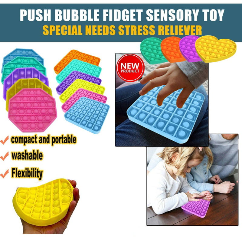 UK Push Pop Pop Bubble Sensory Fidget Toy Stress Relief Special Needs Silent 