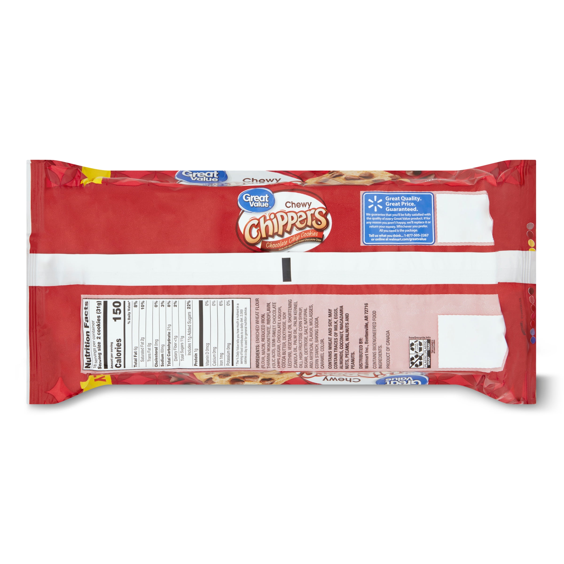 Great Value Chewy Chocolate Chip Cookies, 19.5 oz