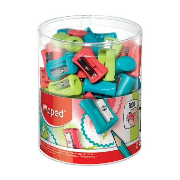 Maped Vivo Compact 1 Hole Graphite and Colored Pencil Sharpeners - 75 Pack